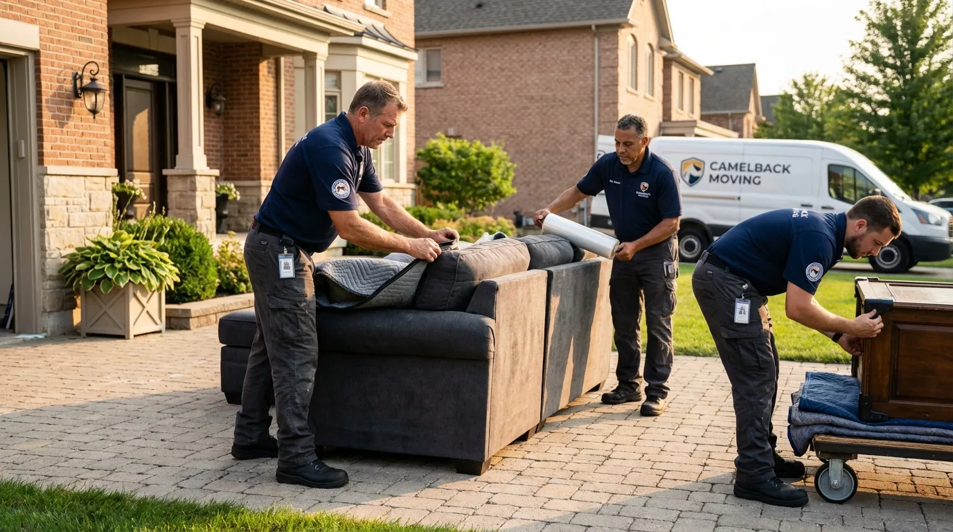 Large estate moving crew wrapping furniture in Ferdinand, IN
